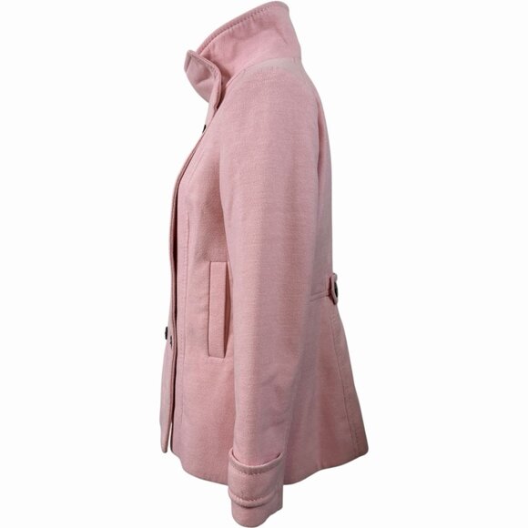 H&M Women's Pink Funnel Neck Pea Coat Double Breasted Jacket Size 14 Barbiecore - Picture 4 of 8